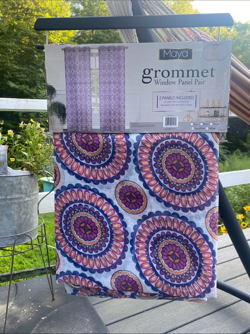 Maya Purple and Pink Medallion Grommet Curtain Panels Pair 76x84